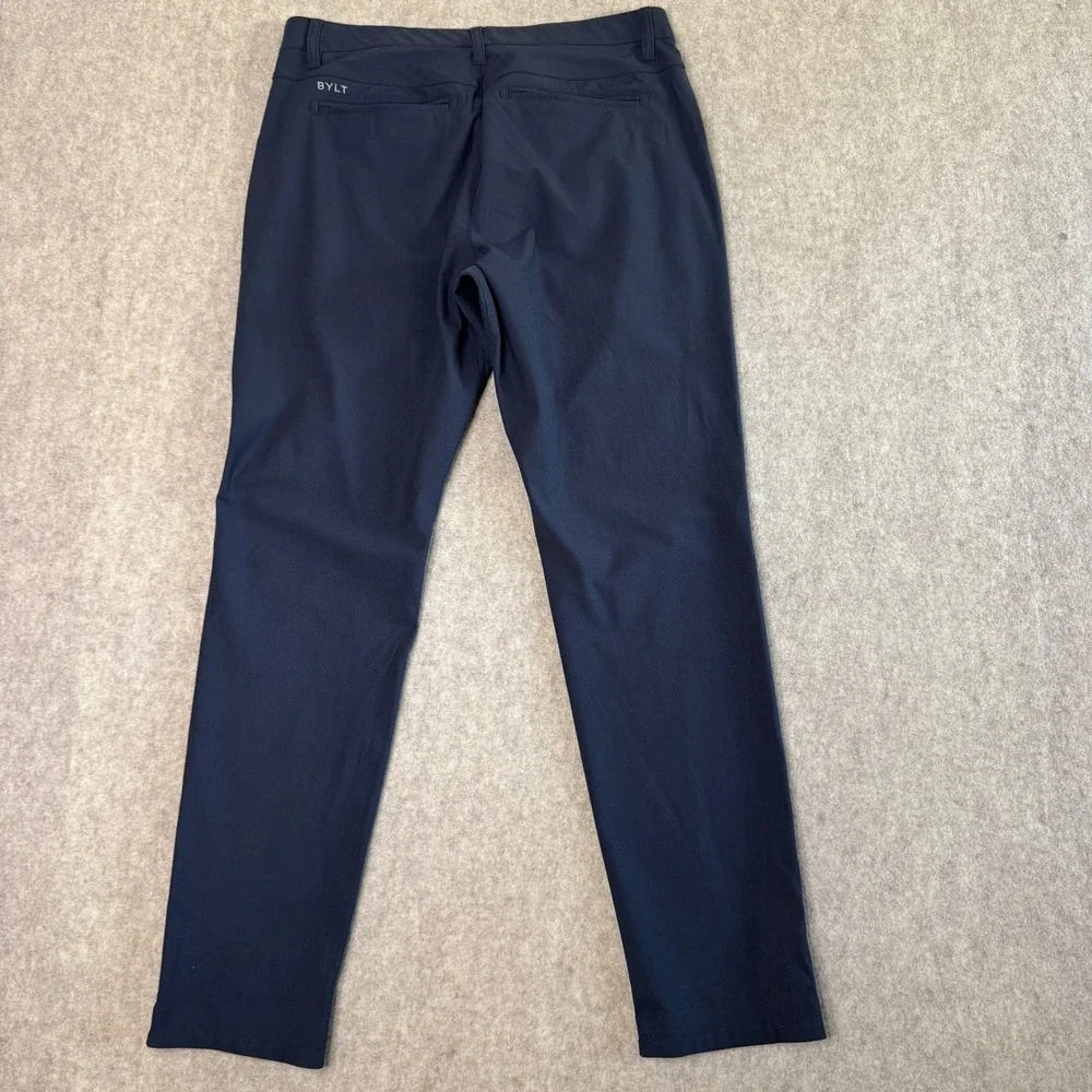 BYLT Everyday Pant Mens Medium Navy Blue Slim Fit Performance Chino Trousers